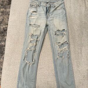 American Eagle Outfitters Blue Mom Jeans Distressed Style